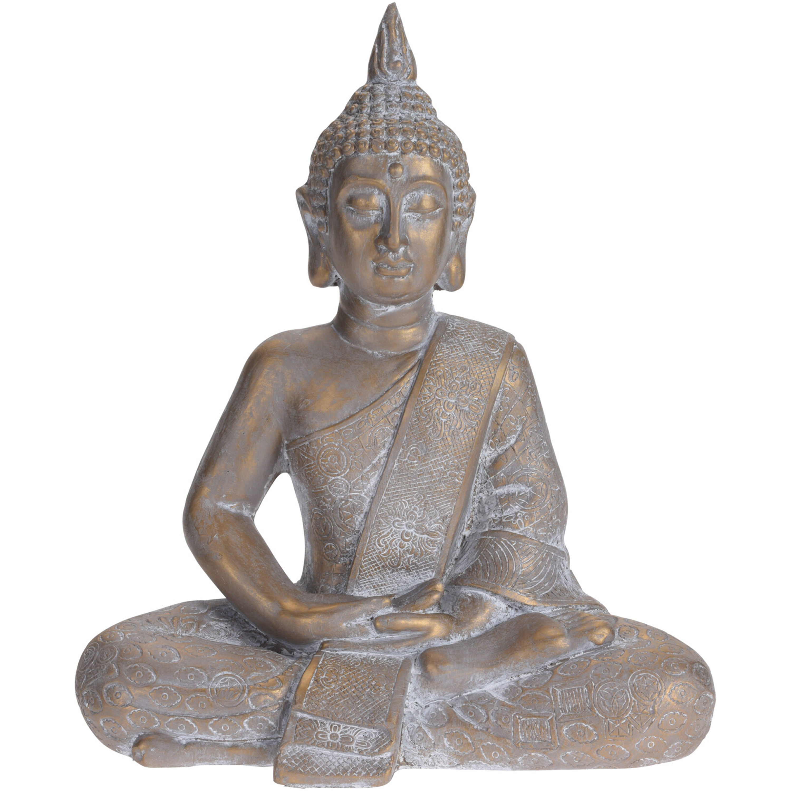 Boeddha beeld voor binnen-buiten goud-kleurig 49 cm