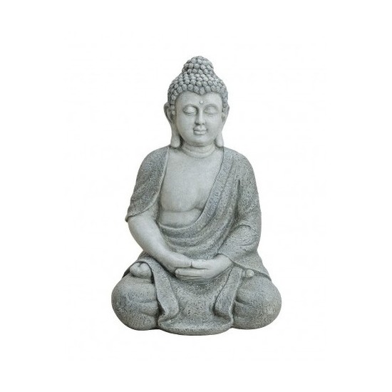Boeddha beeld XXL antiek grijs 62 cm van polystone binnen-buiten