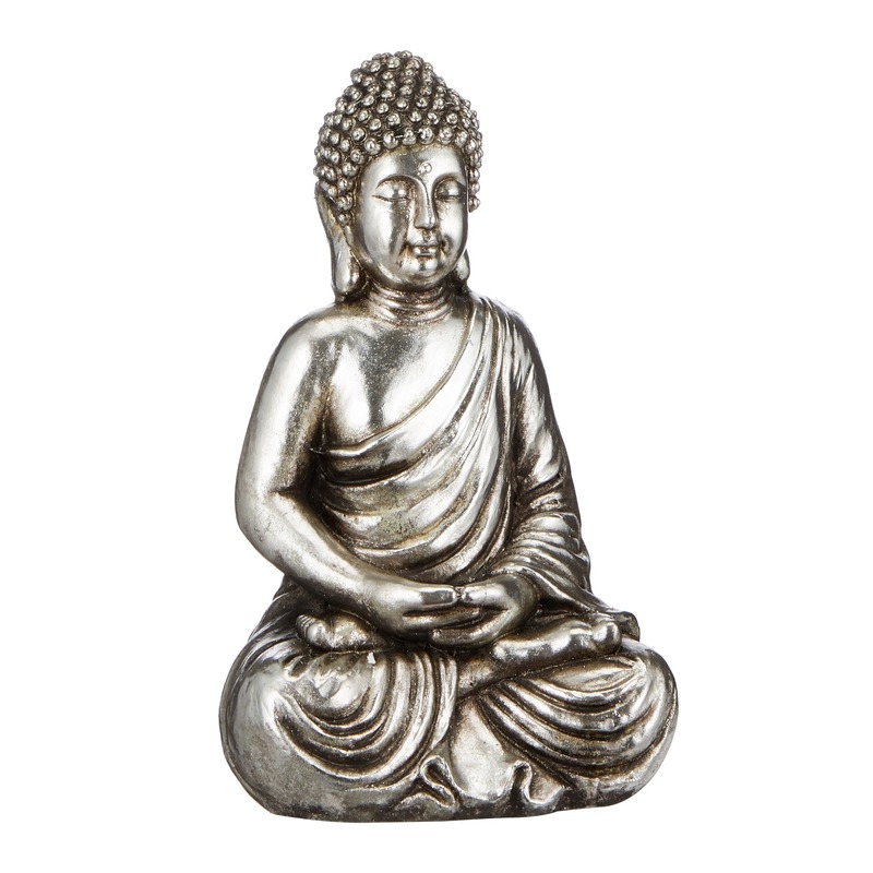 Boeddha beeld zilver 42 cm