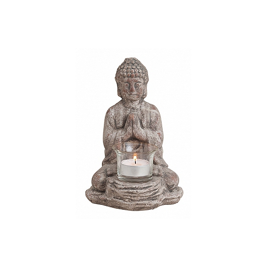 Boeddha beeldje theelichthouders/windlichten 19 cm