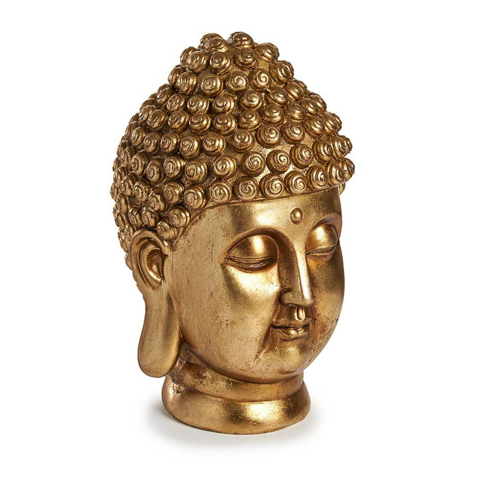 Boeddha hoofd beeld polyresin goud 26 cm voor binnen