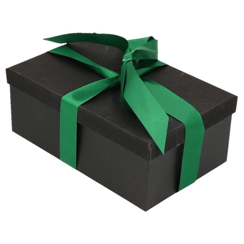 Cadeau gift box zwart 24 x 15 en donkergroen kadolint