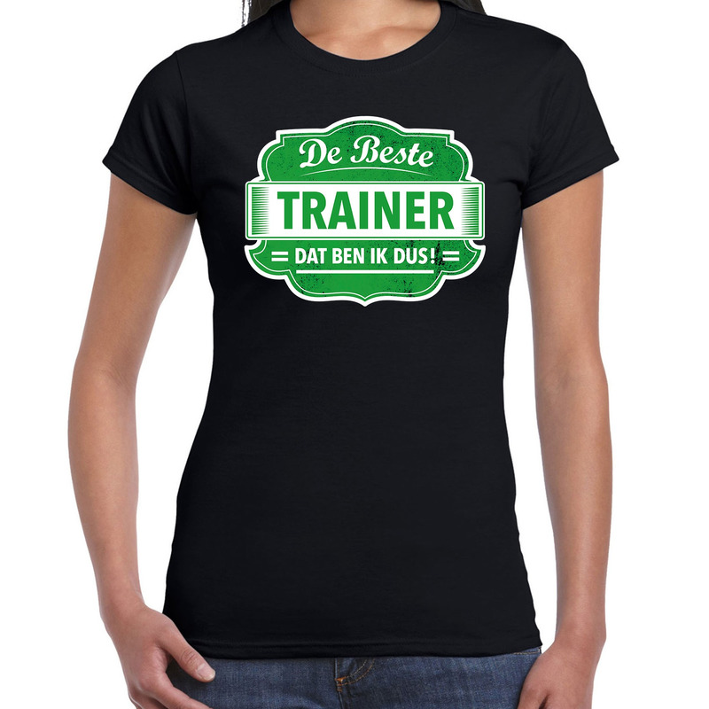 Cadeau t-shirt voor de beste trainer zwart voor dames