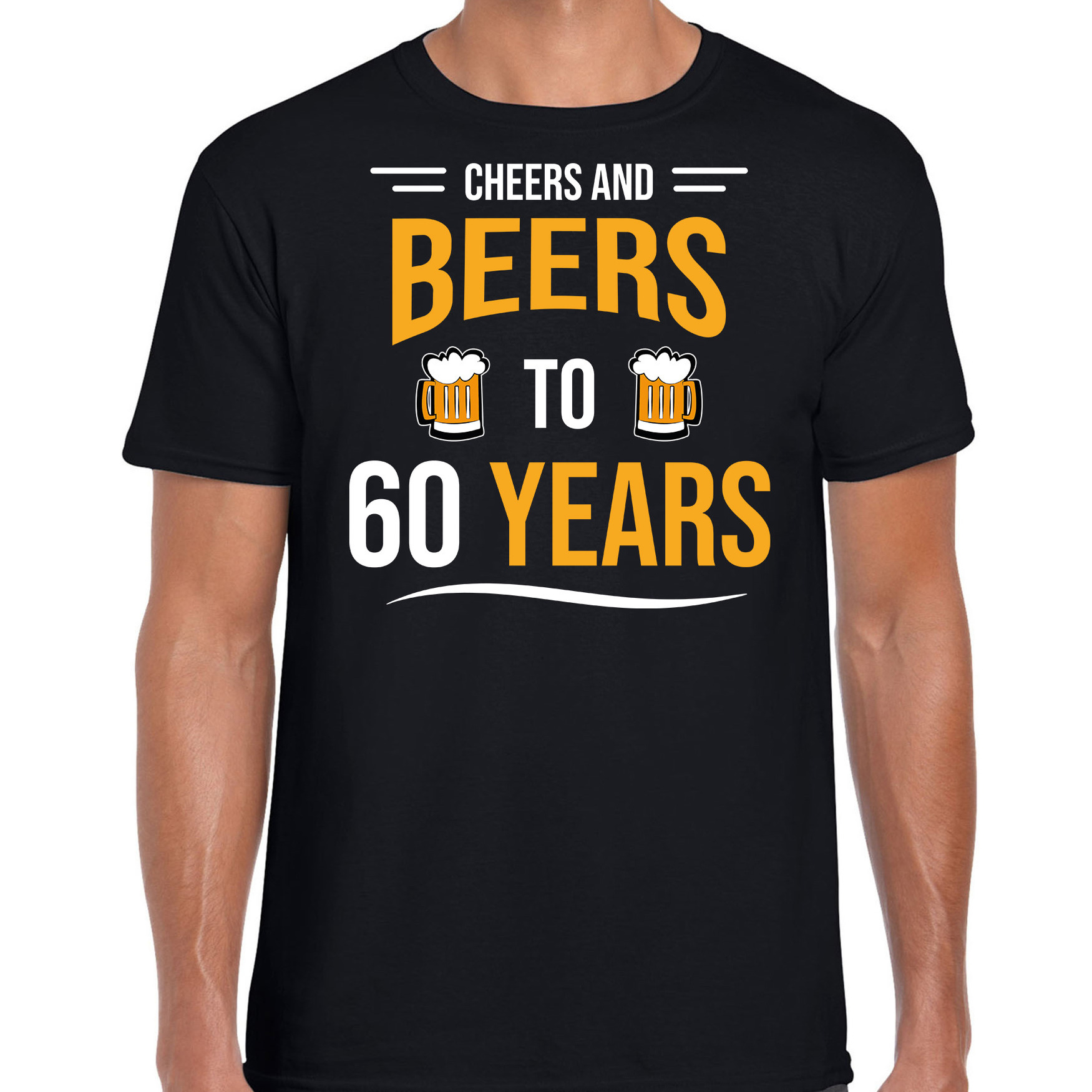Cheers and beers 60 jaar verjaardag cadeau t-shirt zwart voor heren