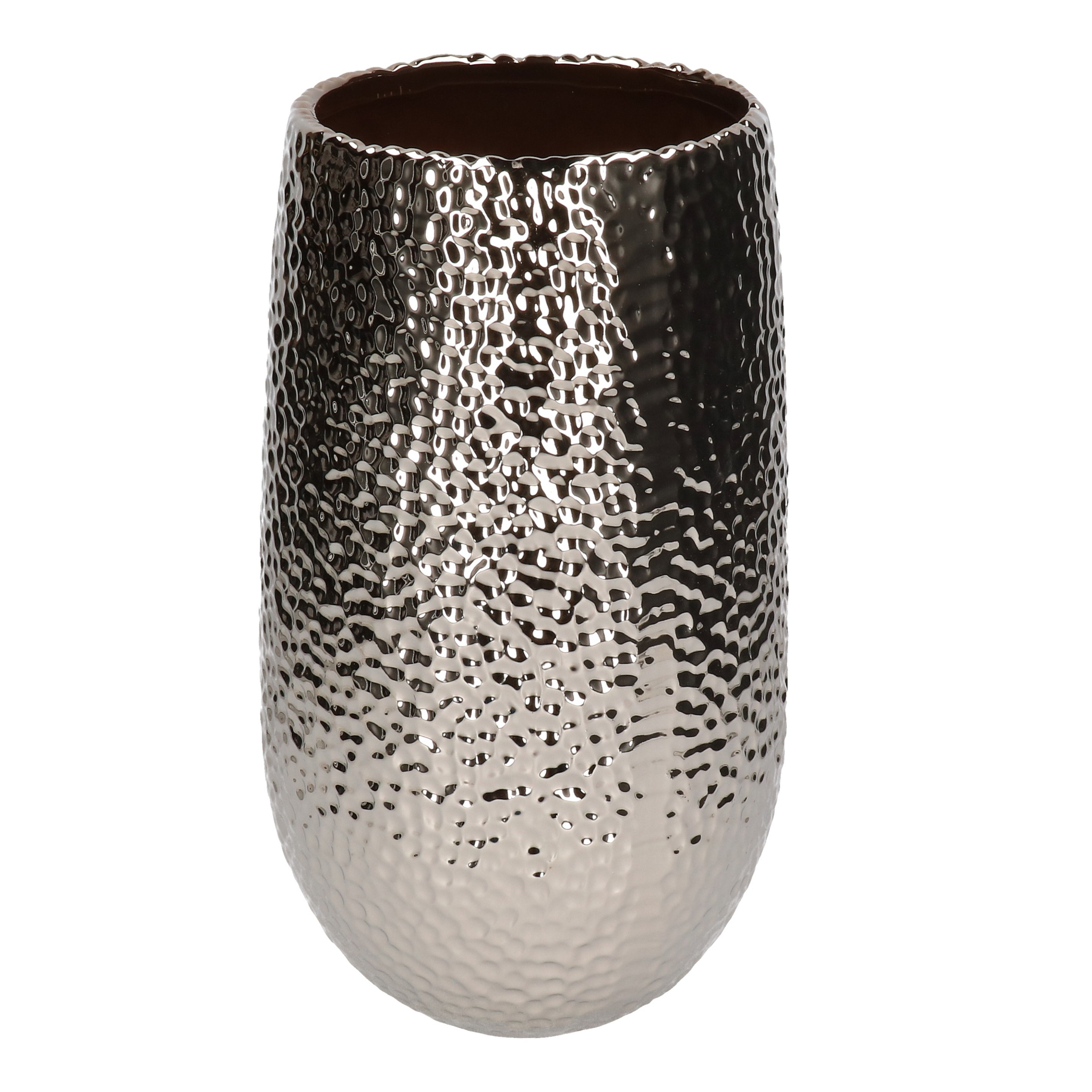 Cilinder vaas / bloemenvaas zilver 31 cm