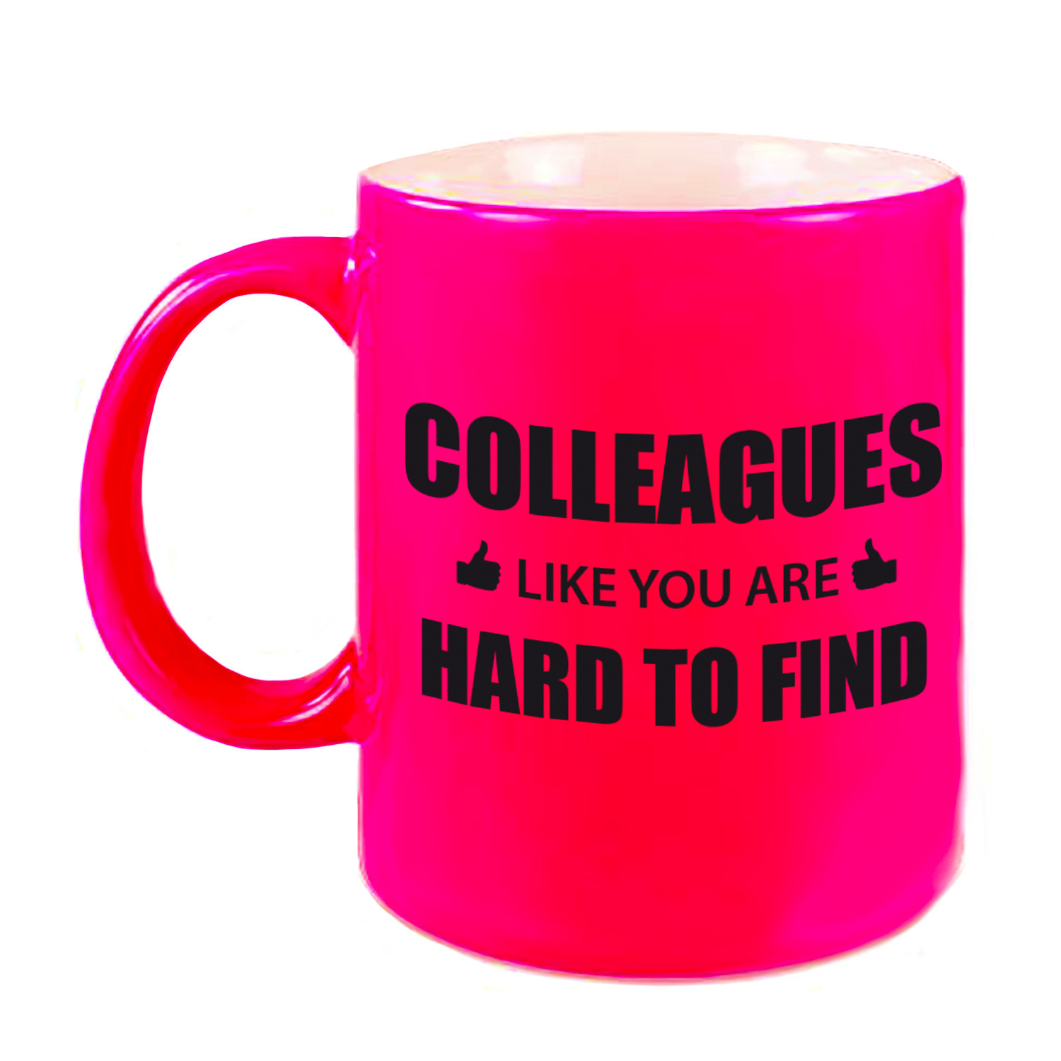 Collega cadeau mok / beker neon roze colleagues like you are hard to find