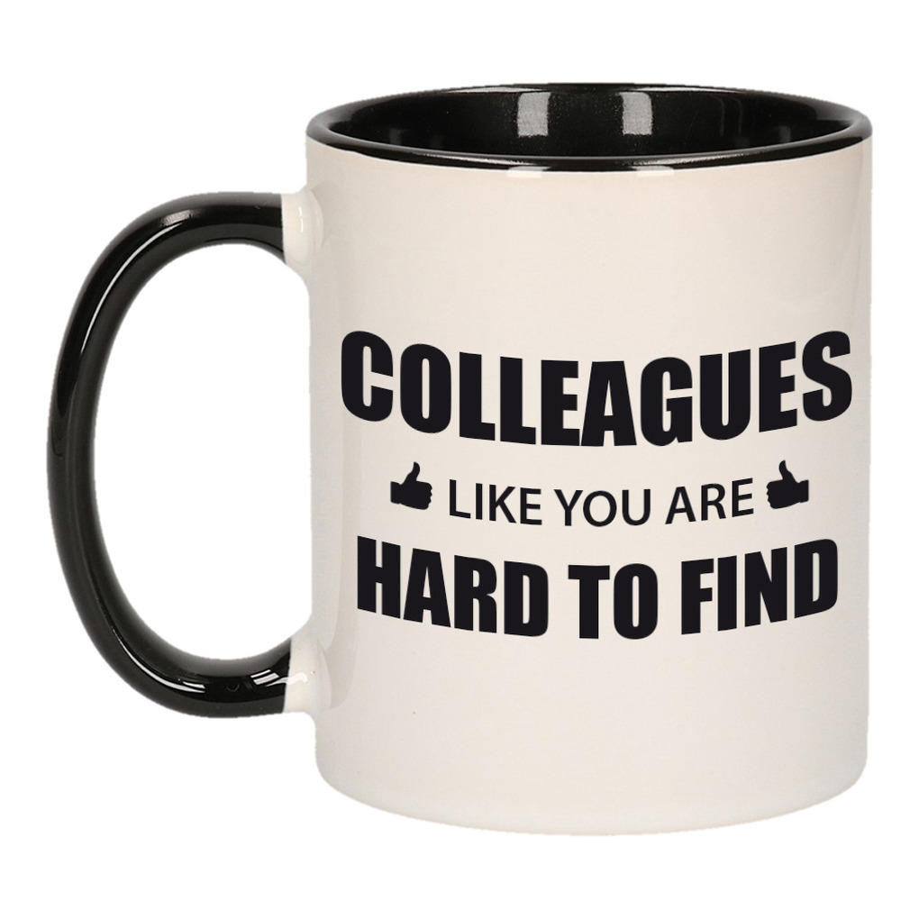 Collega cadeau mok / beker zwart colleagues like you are hard to find