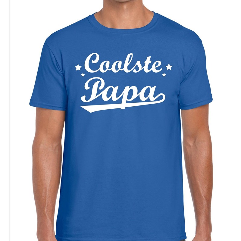 Coolste papa cadeau t-shirt blauw voor heren