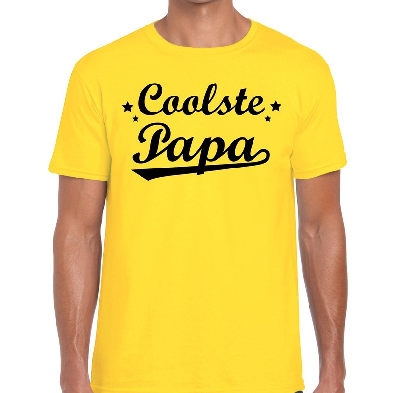 Coolste papa cadeau t-shirt geel voor heren