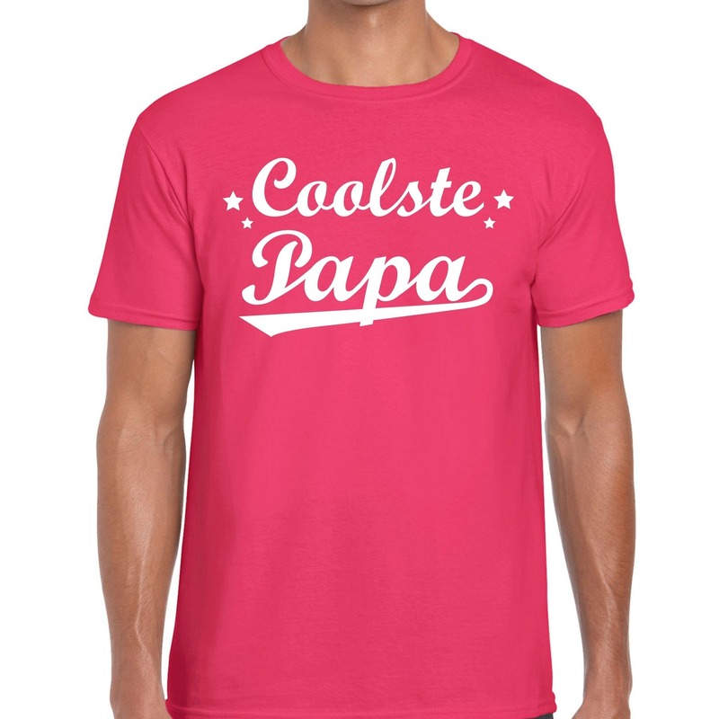 Coolste papa cadeau t-shirt roze voor heren
