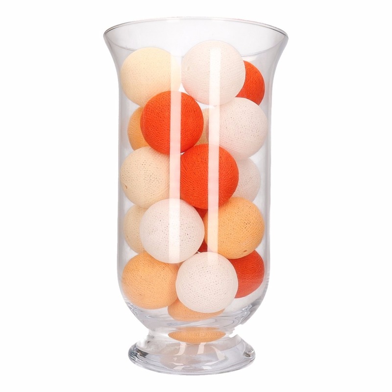 Cotton balls oranje inclusief vaas