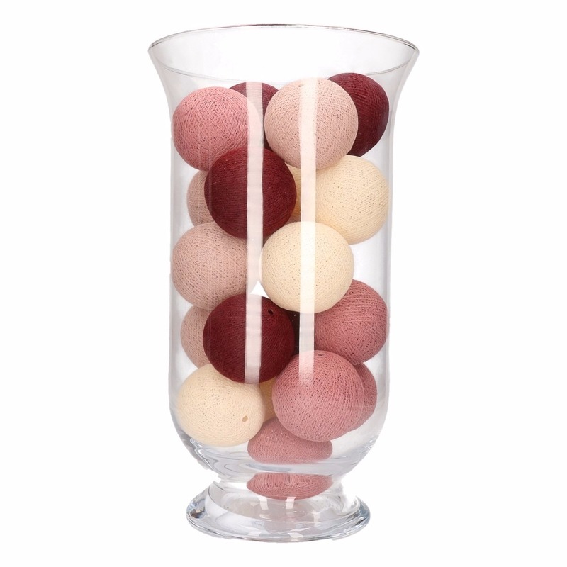 Cotton balls rood inclusief vaas