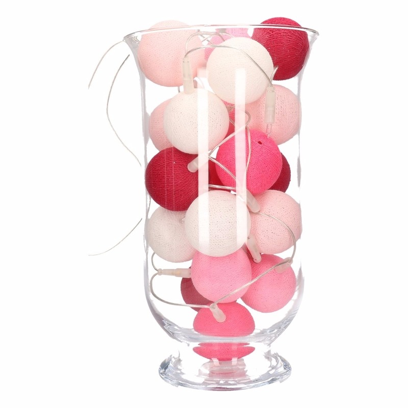 Cotton balls roze inclusief vaas