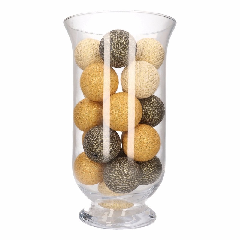 Cotton balls wit/goud/antraciet inclusief vaas