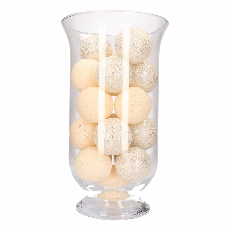 Cotton balls wit/zilver inclusief vaas