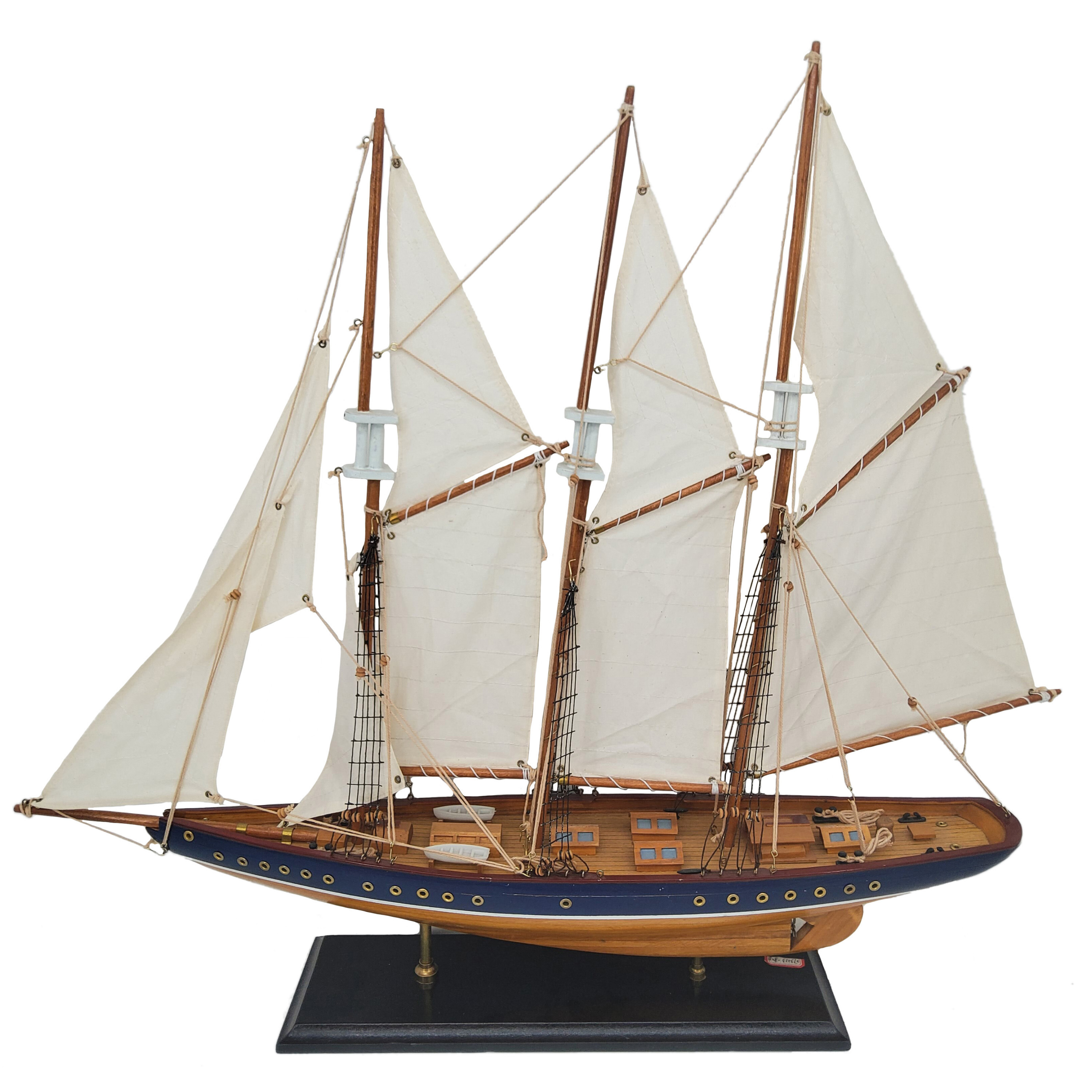 Decoratie houten model driemaster zeilschip 64 cm