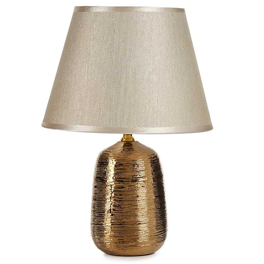 Design tafellamp/schemerlampje goudkleurige kap en basis 25 x 37 cm