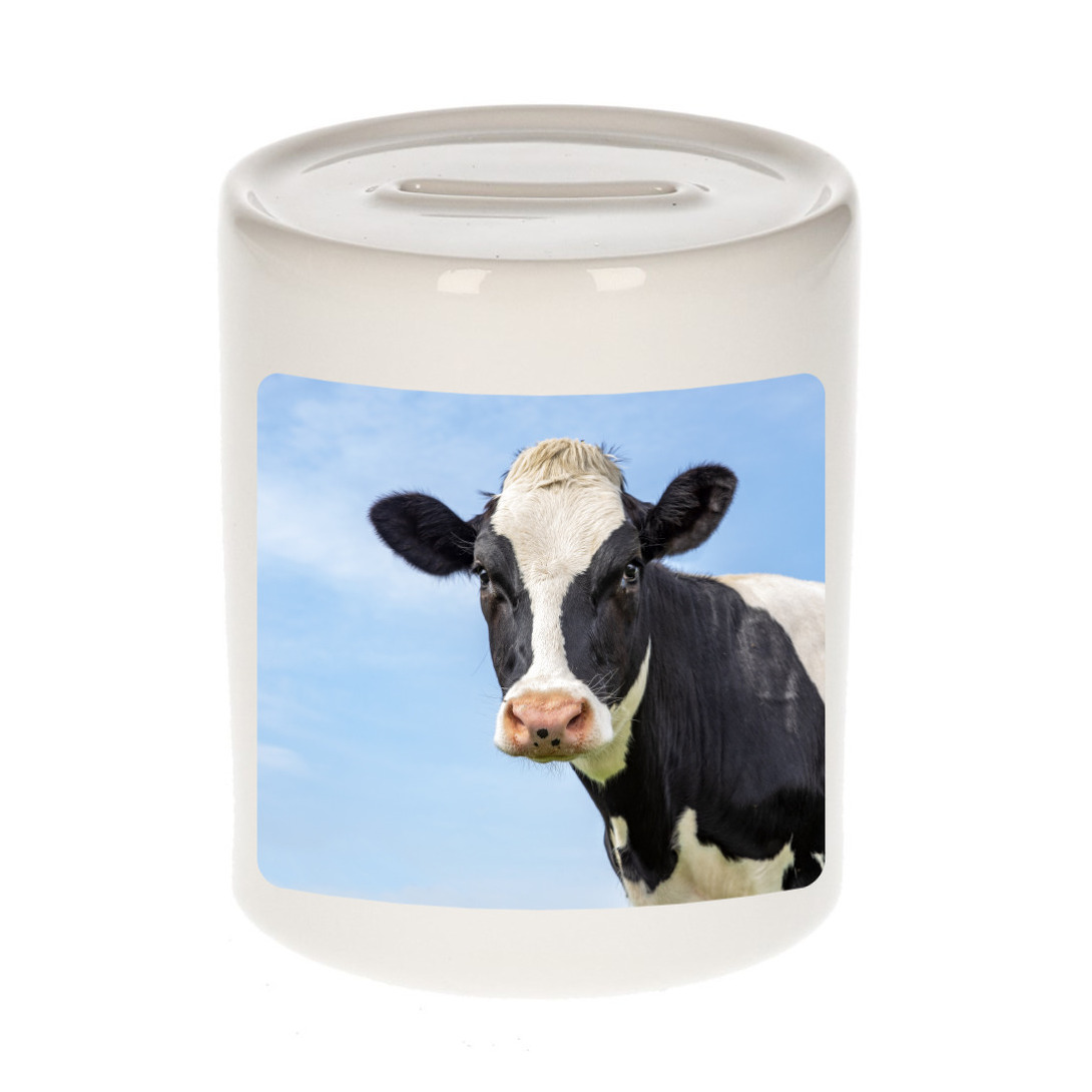 Dieren foto spaarpot koe 9 cm - koeien spaarpotten jongens en meisjes