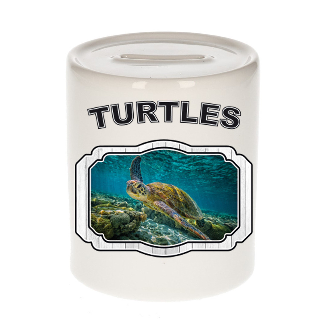 Dieren zee schildpad spaarpot - turtles/ schildpadden spaarpotten kinderen 9 cm