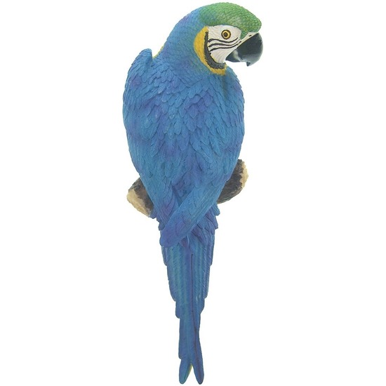 Dierenbeeld blauwe ara papegaai vogel 31 cm tuinbeeld hangdeco