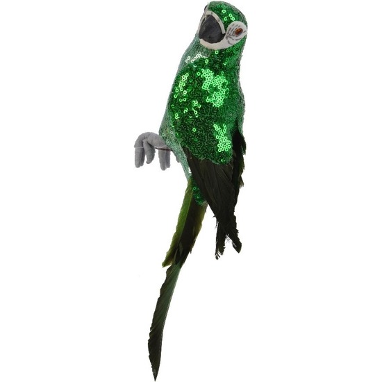 Dierenbeeld glitter groene ara papegaai vogel 34 cm decoratie