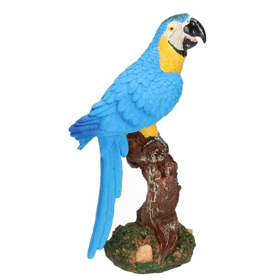 Dierenbeeld papegaai vogel blauw 26 cm woondecoratie