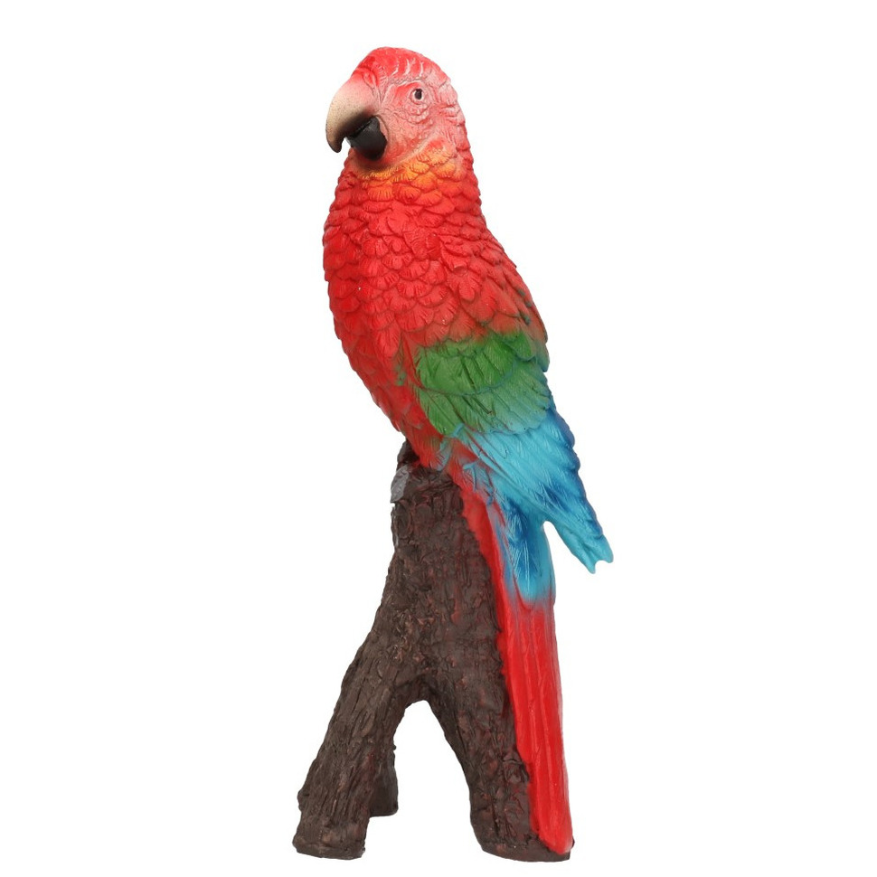 Dierenbeeld rode ara papegaai vogel 20 cm woondecoratie