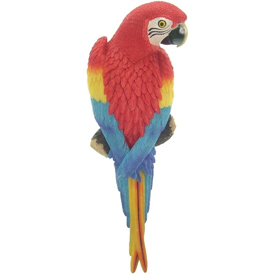 Dierenbeeld rode ara papegaai vogel 31 cm tuinbeeld hangdeco