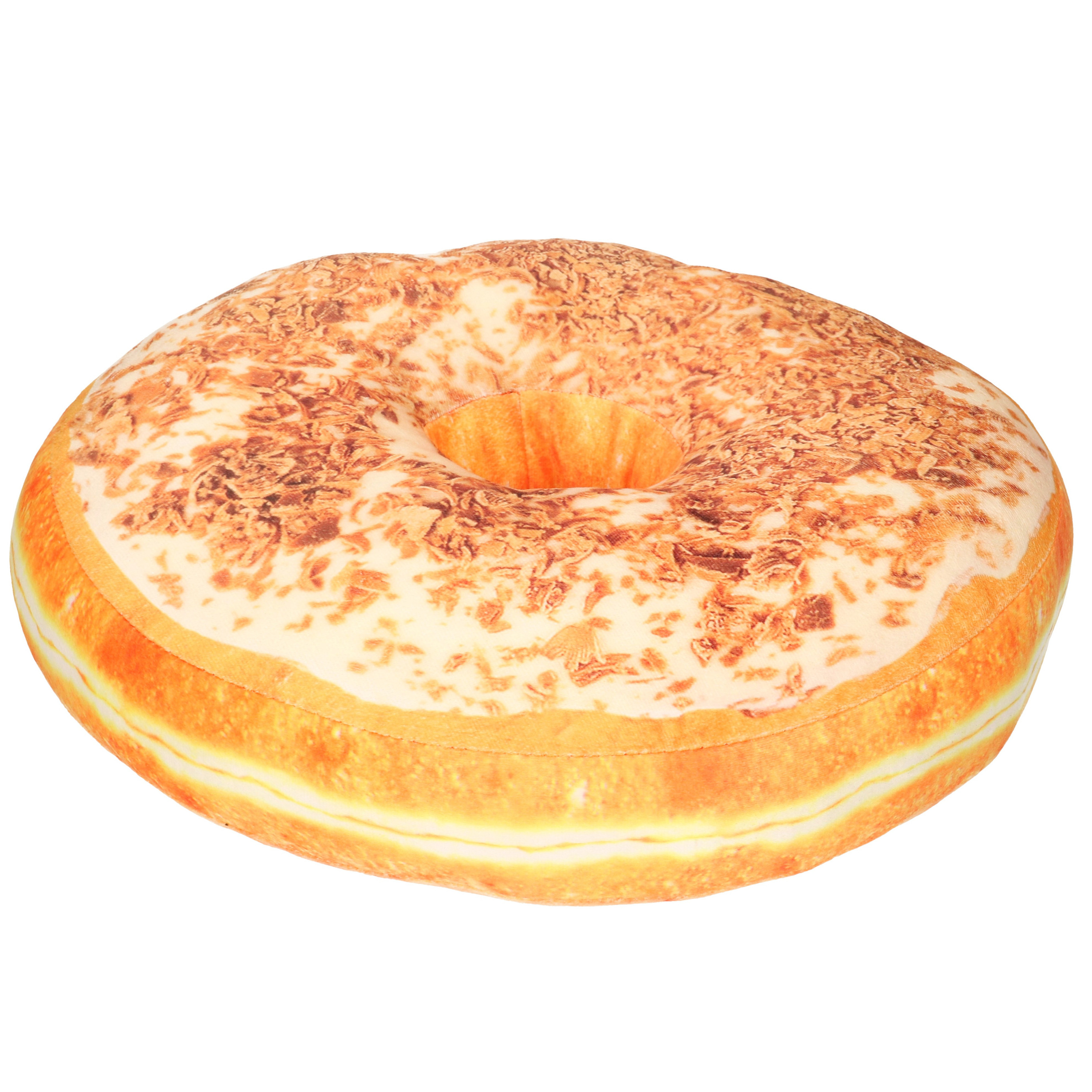 Donut sierkussen oranje met glazuur en cornflakes 40 cm