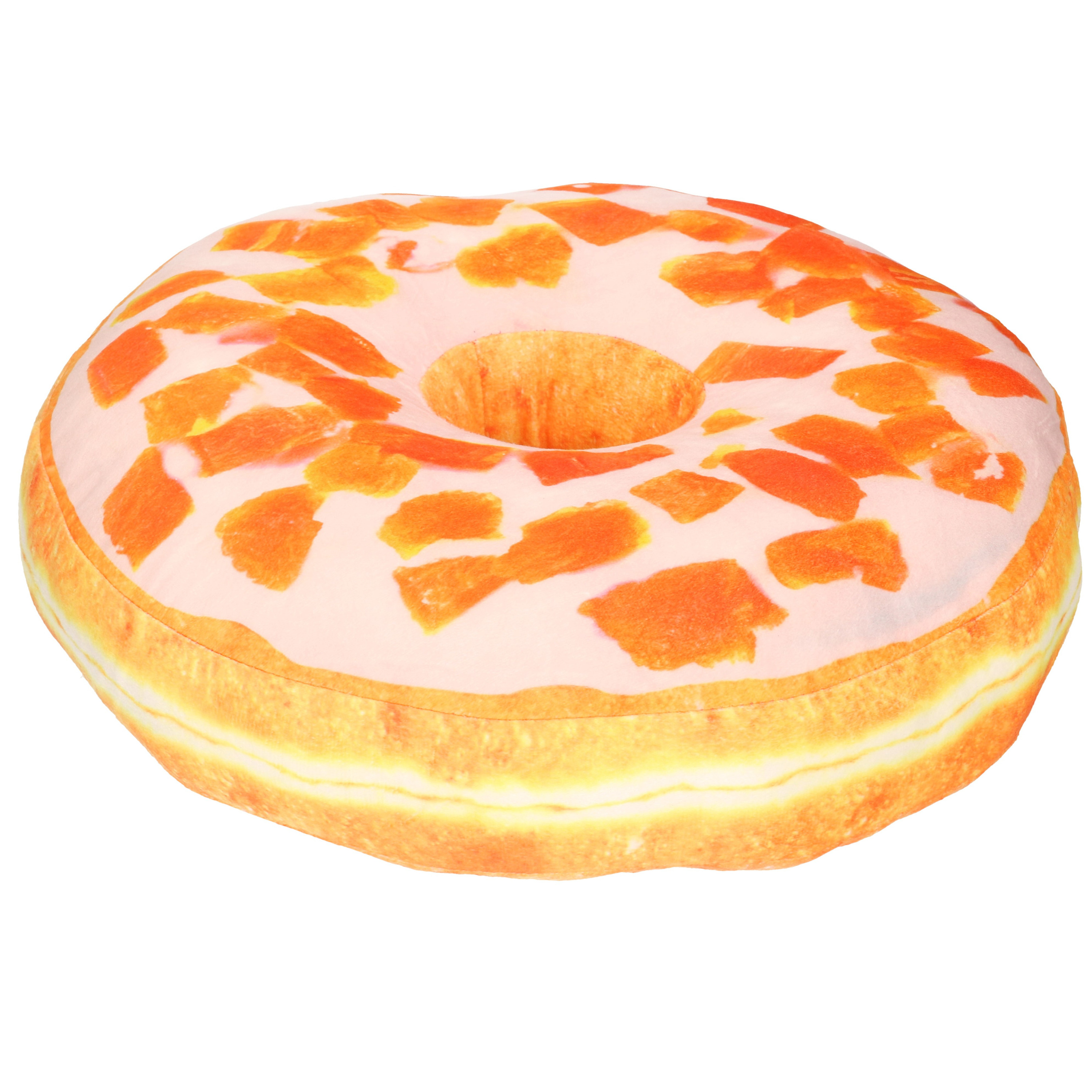 Donut sierkussen oranje met glazuur en mandarijnen 40 cm
