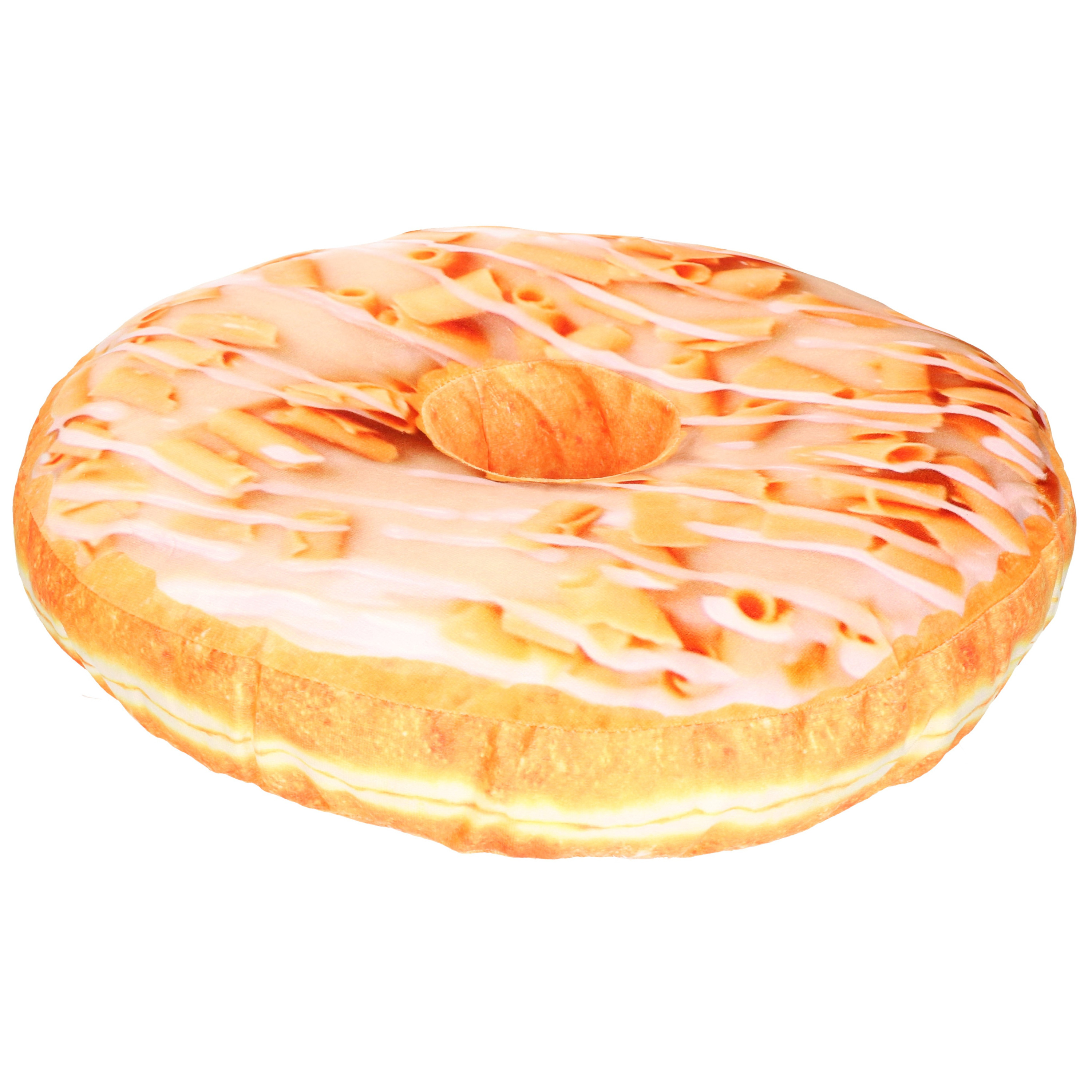 Donut sierkussen oranje met glazuur en witte cholocade sprinkels 40 cm