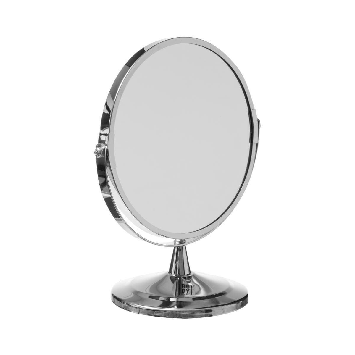 Dubbele make-up spiegel/scheerspiegel op voet 17 x 23 cm zilver