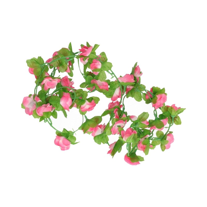 Fiets stuur versiering bloemenslinger roze groen 220 cm