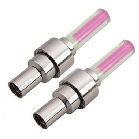 Fietswielverlichting firefly ventiel LED lampjes roze 2 stuks