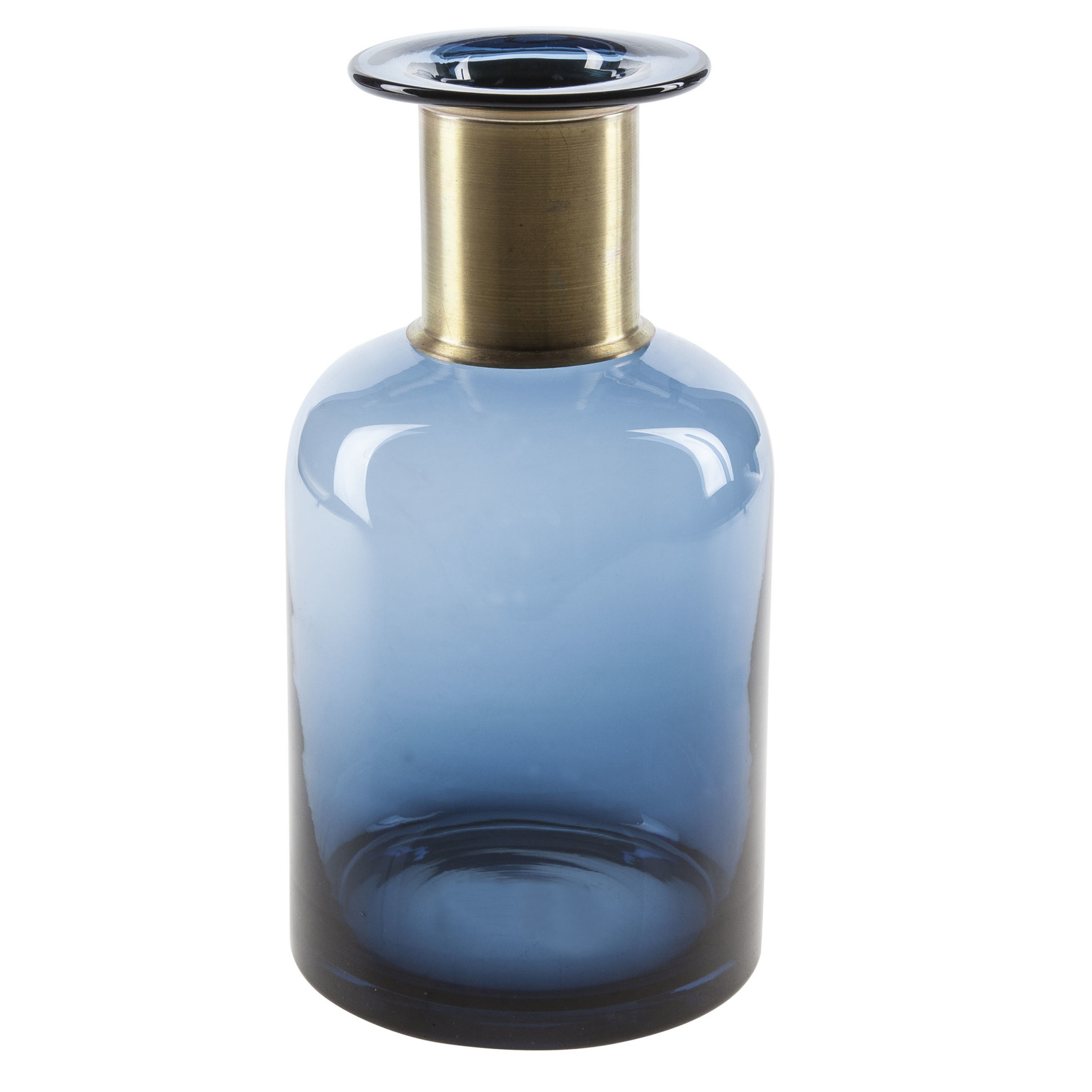 Flesvaas glas donkerblauw 12 x 23 cm