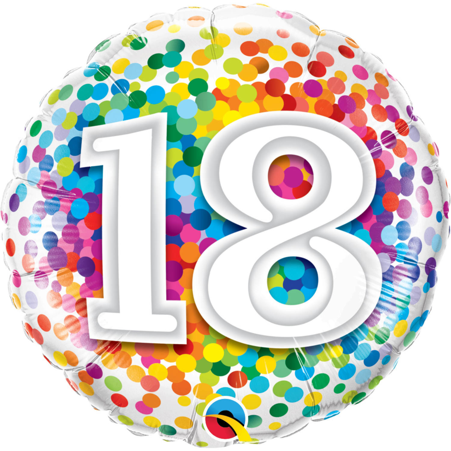 Folie ballon 18 jaar confettiprint 45 cm met helium gevuld