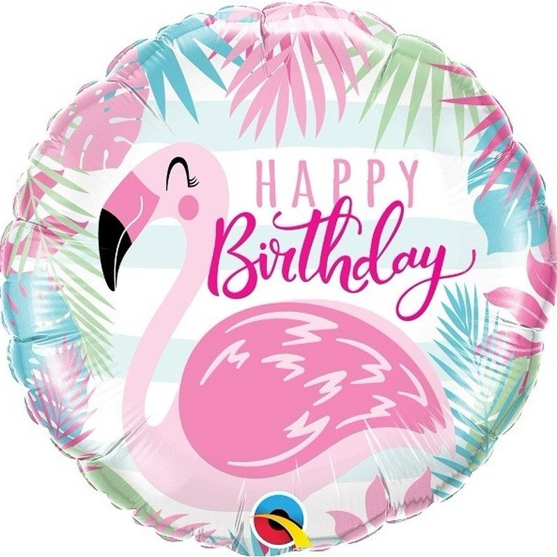 Folie ballon Happy Birthday flamingo 45 cm