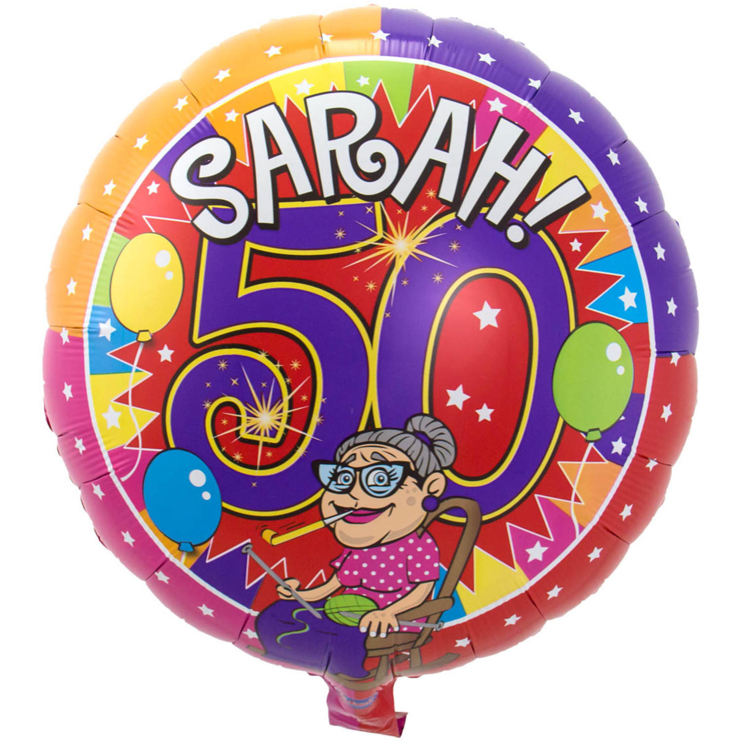 Folie ballon Sarah 50 jaar verjaardag 43 cm met helium gevuld