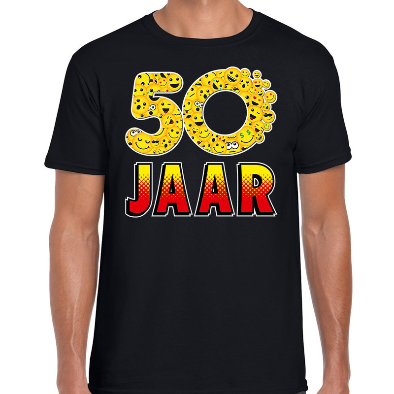 Funny emoticon t-shirt 50 Jaar / Abraham zwart heren