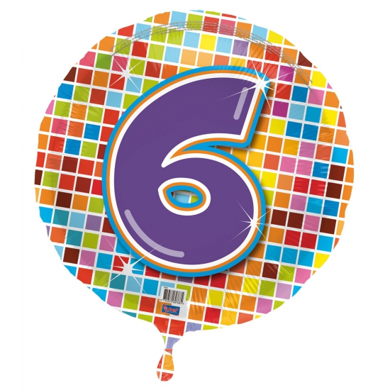 Gekleurde folieballon 6 jaar