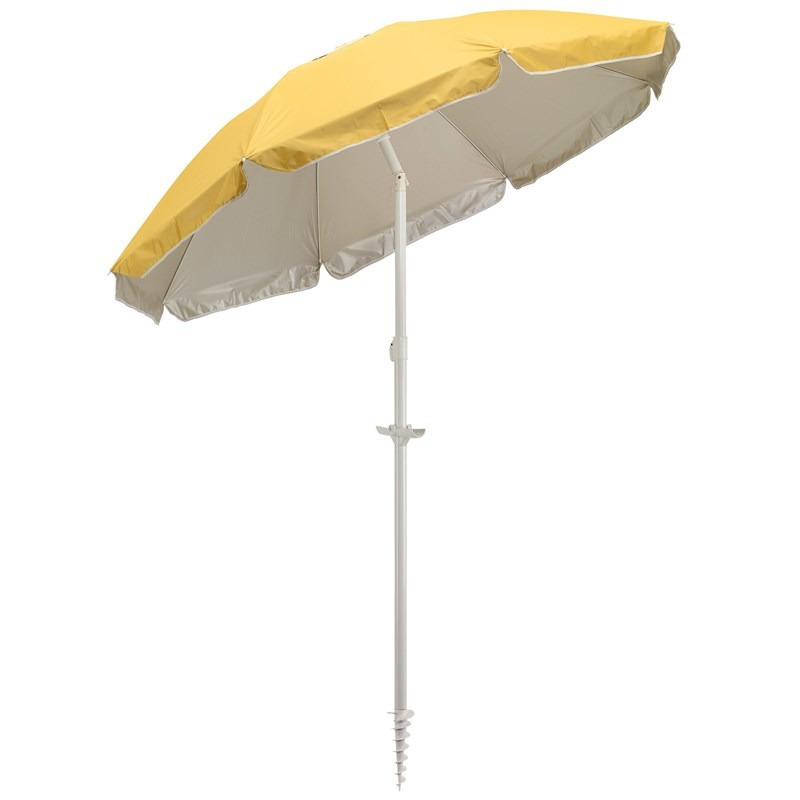 Gele strand parasol met grondboor 156 cm