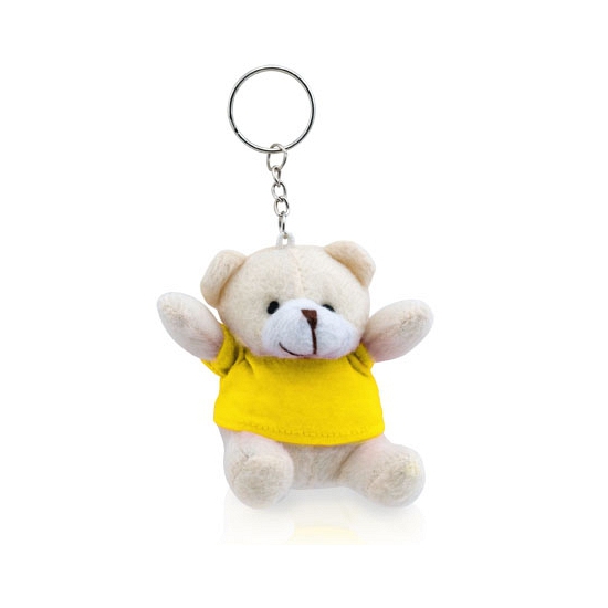 Gele teddybeer sleutelhanger 8 cm