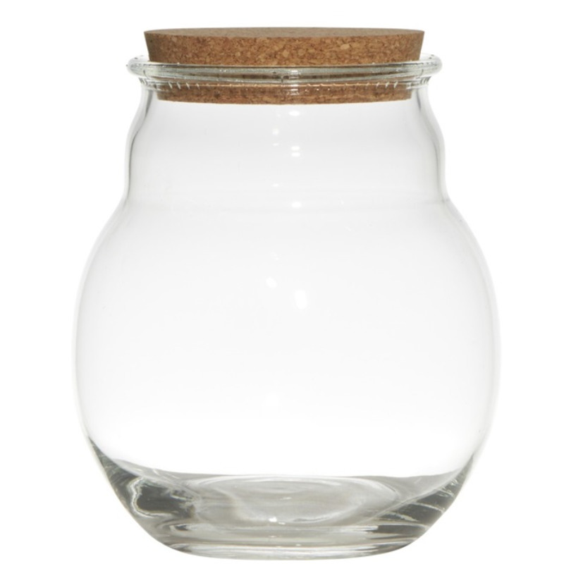 Glazen voorraadpot/snoeppot/terrarium vaas van 17 x 20 cm met kurk dop