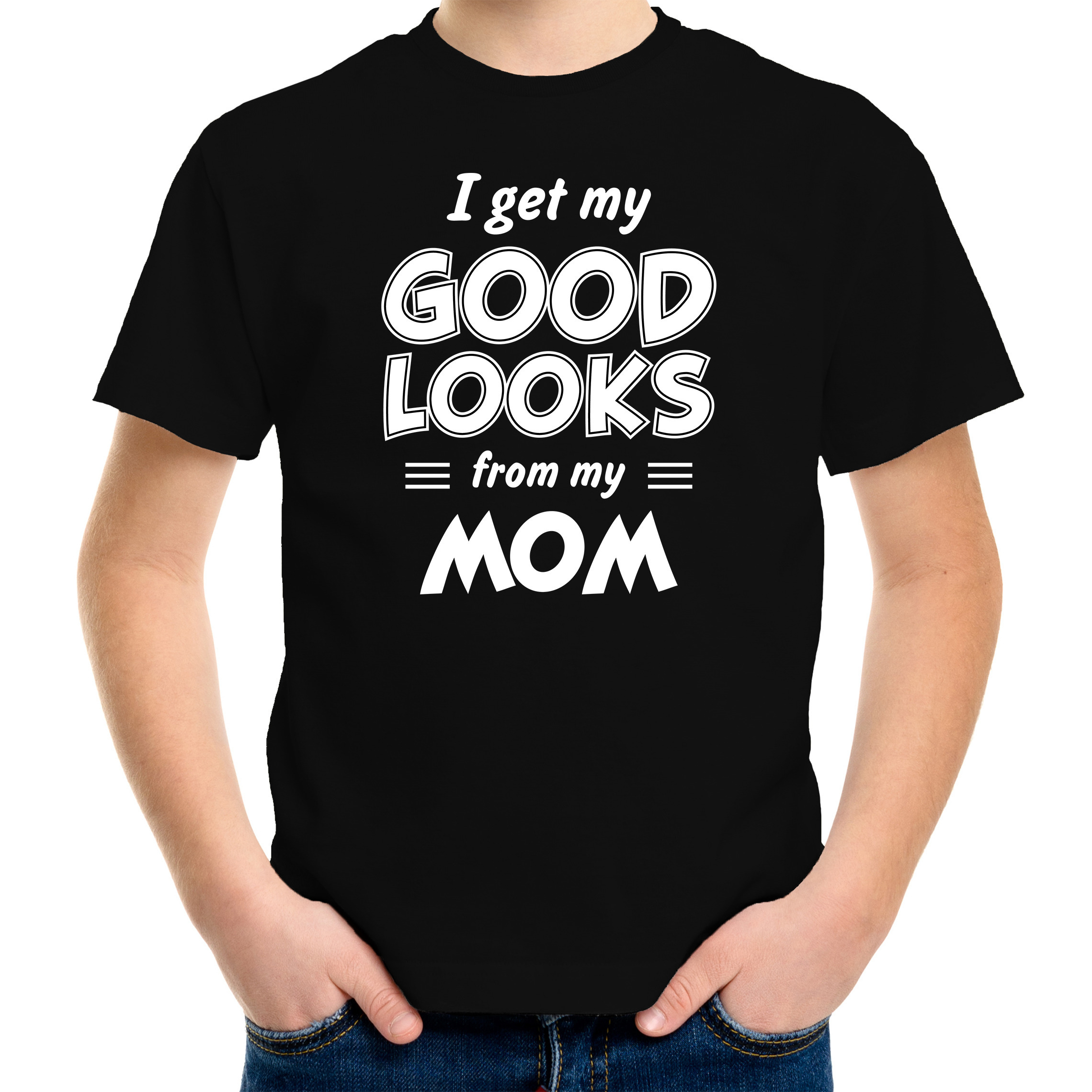 Good looks from my mom cadeau t-shirt zwart voor kinderen