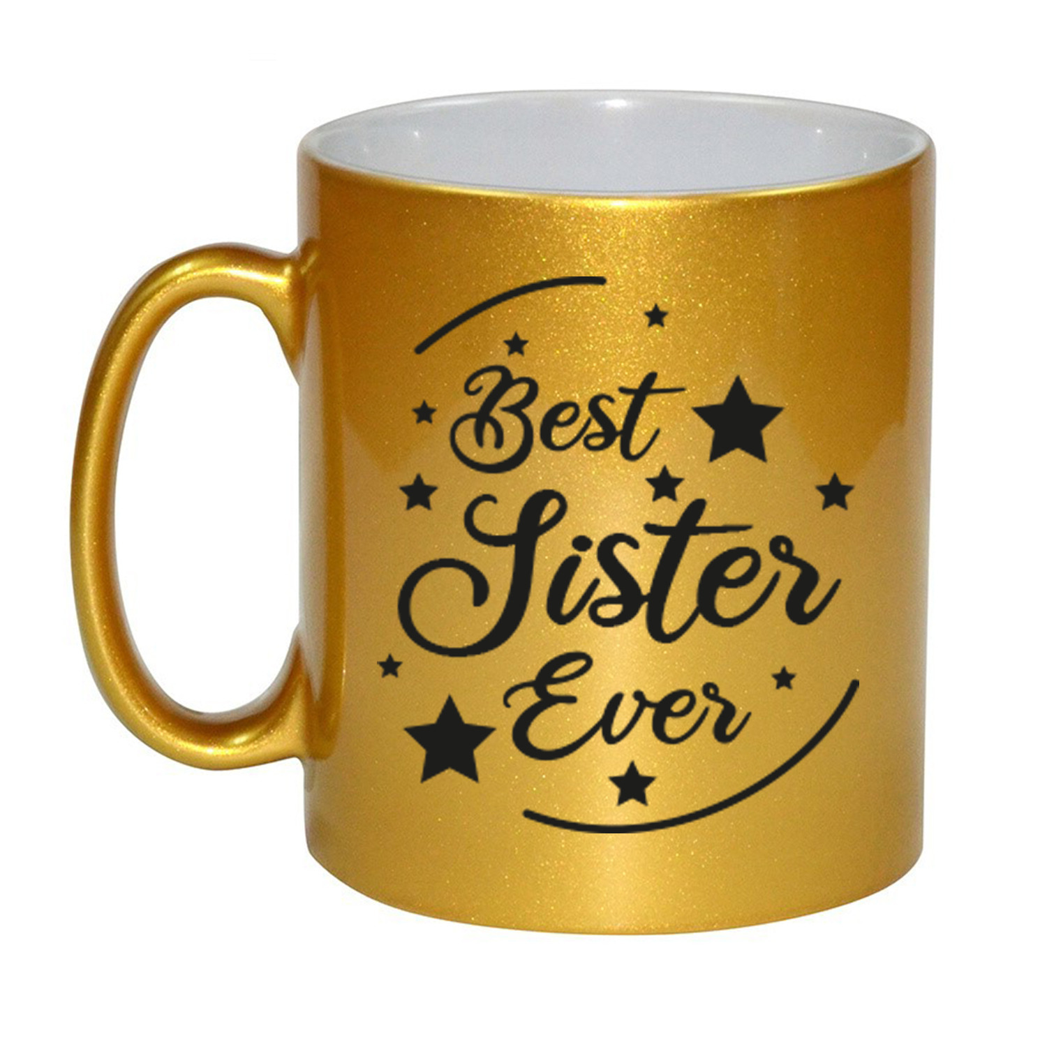Gouden Best Sister Ever cadeau koffiemok / theebeker 330 ml