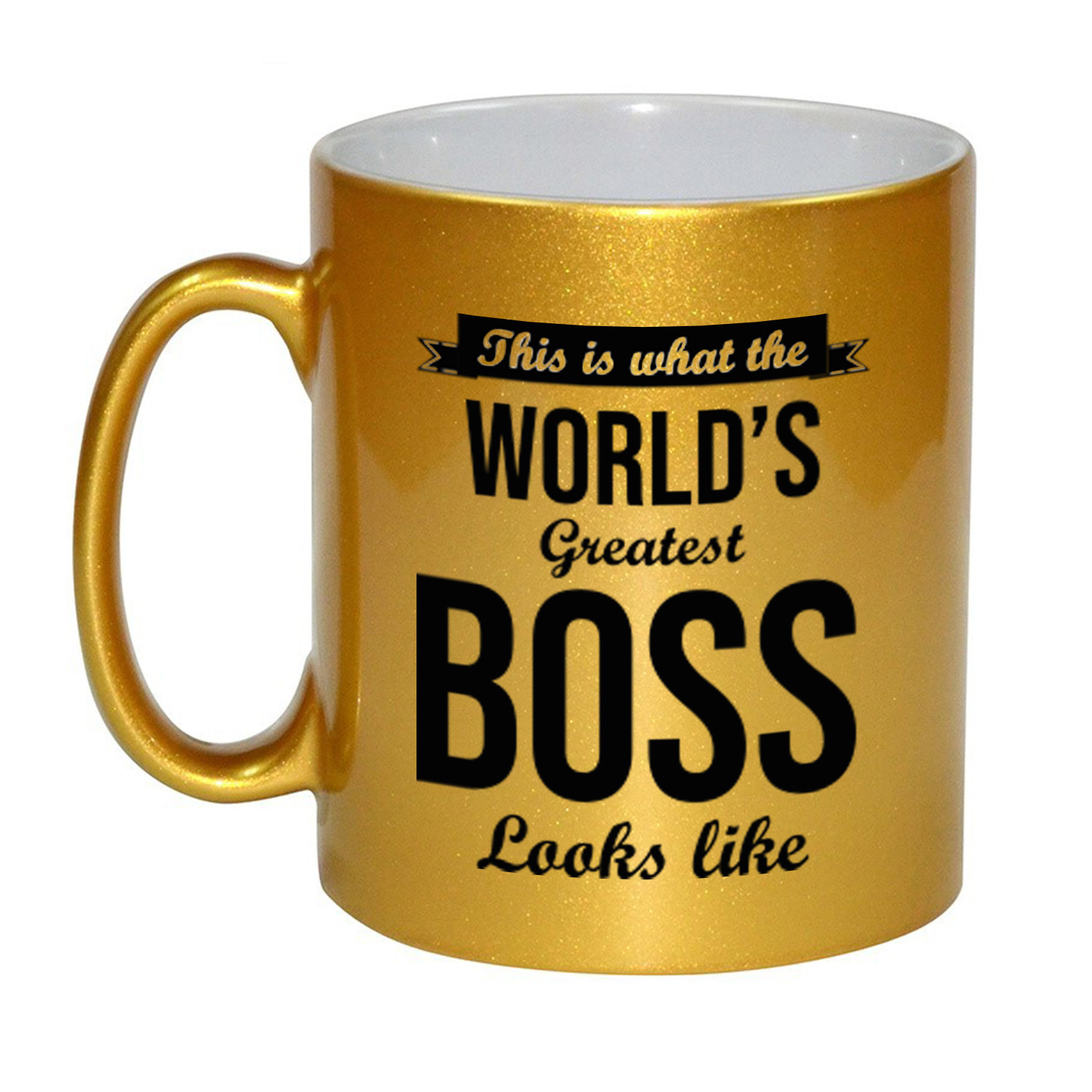 Gouden Worlds Greatest Boss cadeau koffiemok / theebeker 330 ml