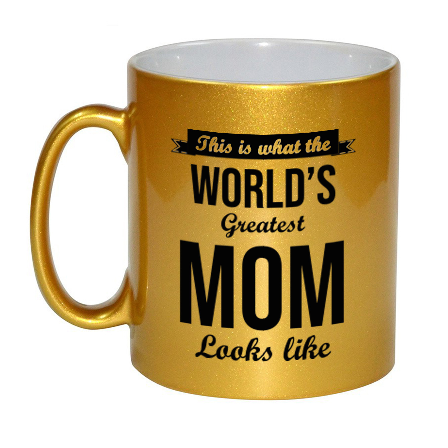 Gouden Worlds Greatest Mom cadeau koffiemok / theebeker 330 ml