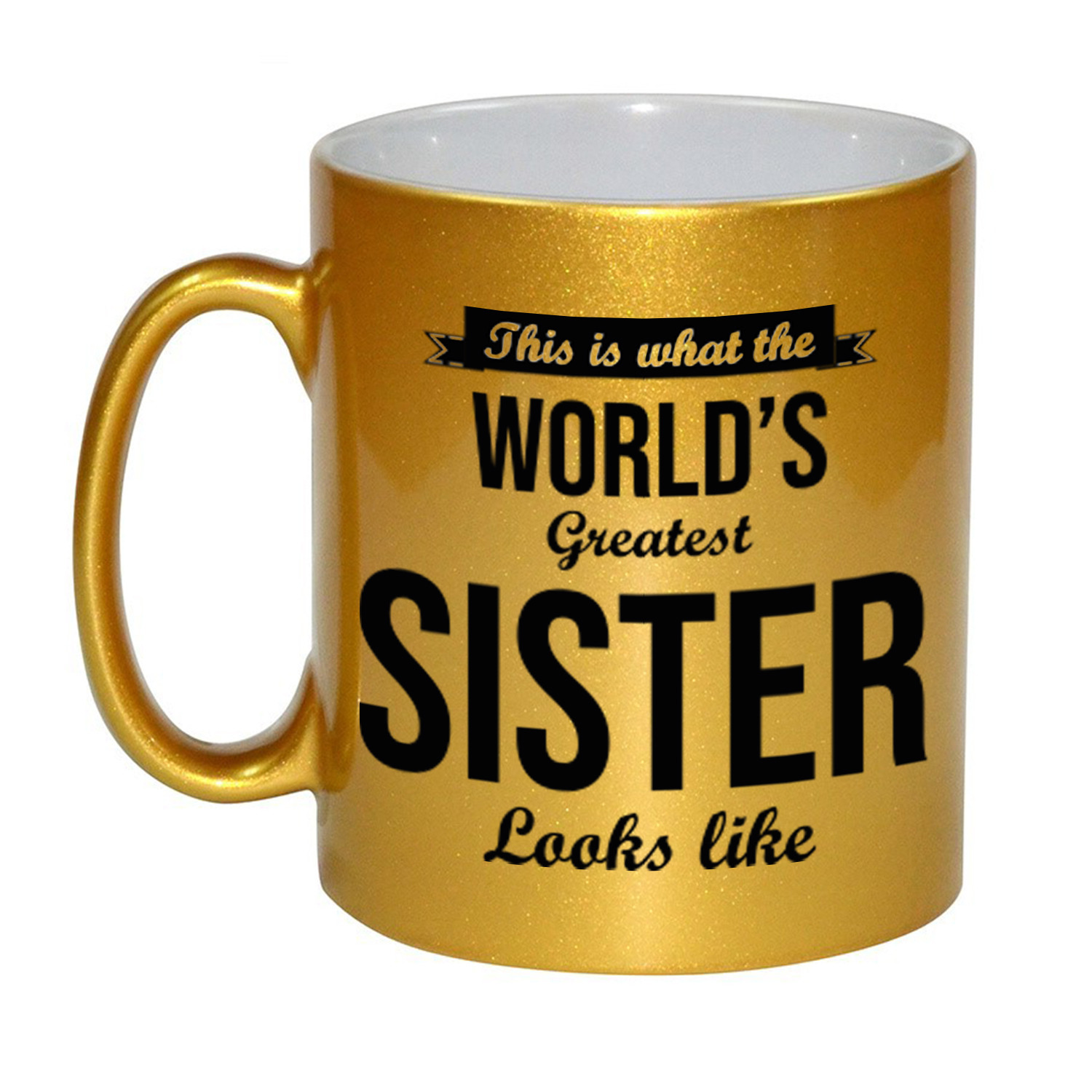 Gouden Worlds Greatest Sister cadeau koffiemok / theebeker 330 ml