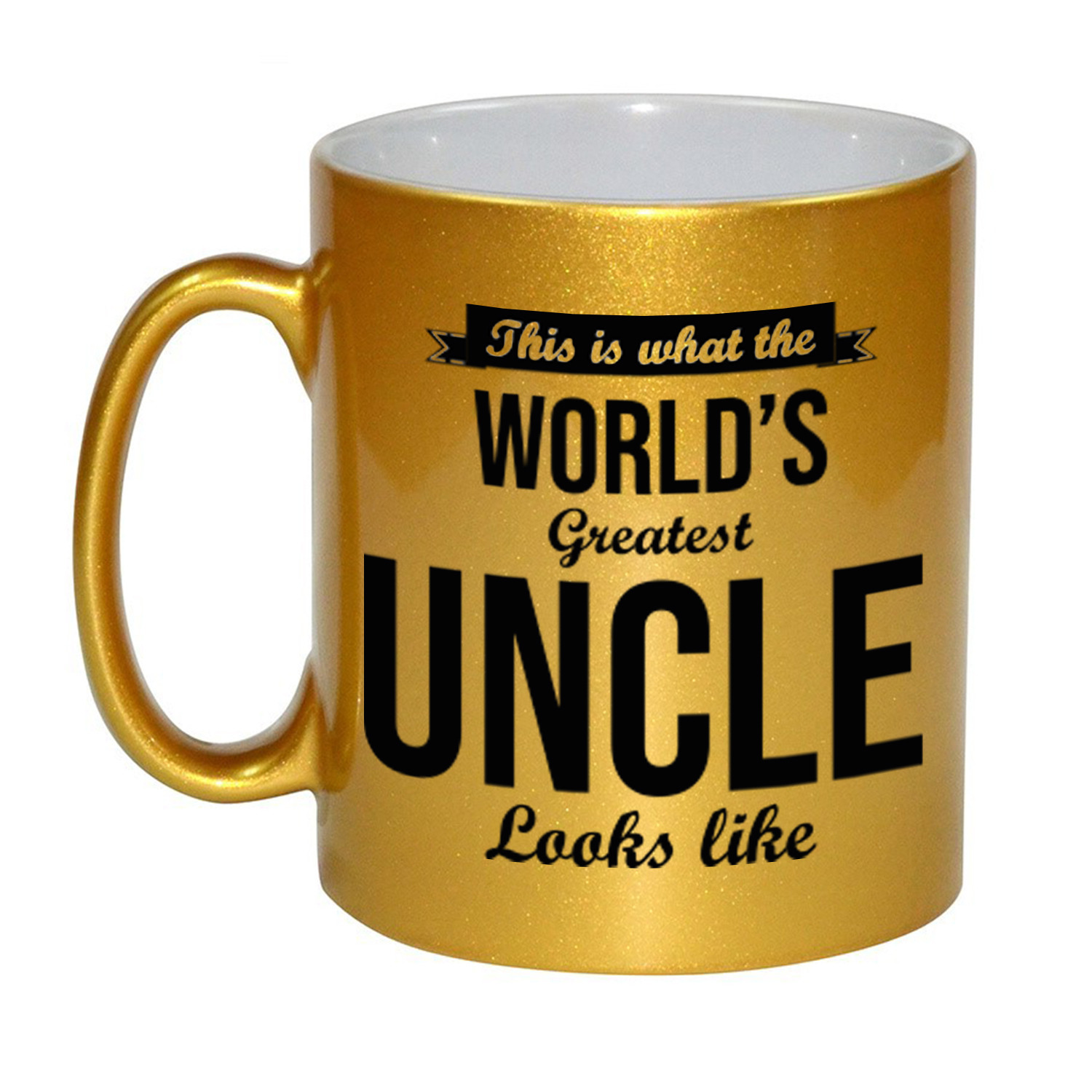 Gouden Worlds Greatest Uncle / oom cadeau koffiemok / theebeker 330 ml