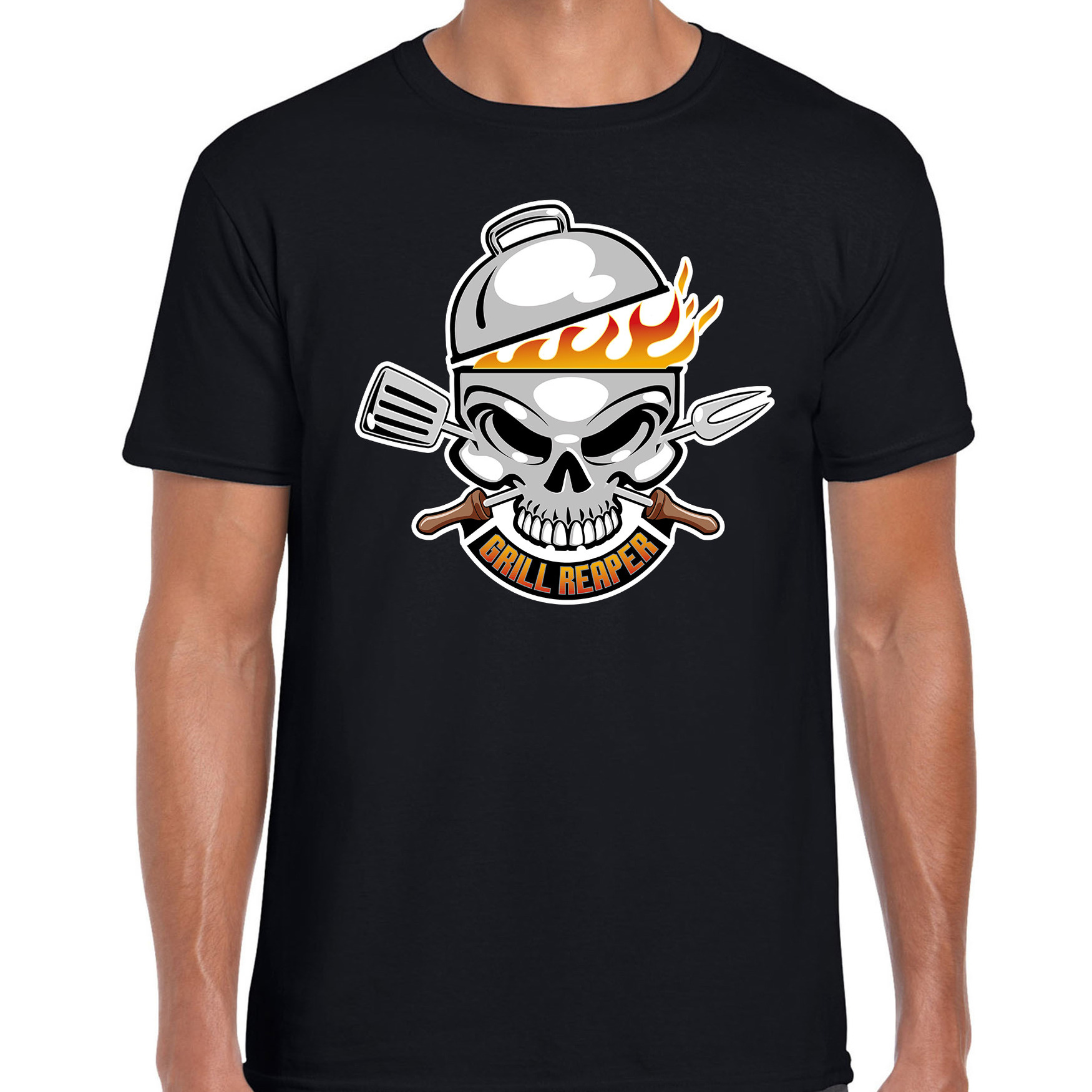 Grill reaper barbecue cadeau t-shirt zwart voor heren